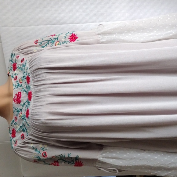 Umgee gray mini embroidered sleeves dress S/M - Picture 1 of 12